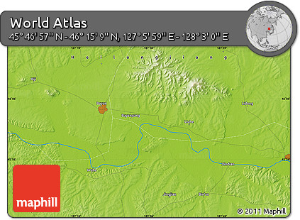 Physical Map of the Area around 46° 1' 3" N, 127° 34' 30" E