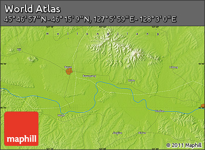 Physical Map of the Area around 46° 1' 3" N, 127° 34' 30" E
