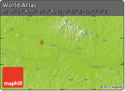 Physical Map of the Area around 46° 1' 3" N, 127° 34' 30" E