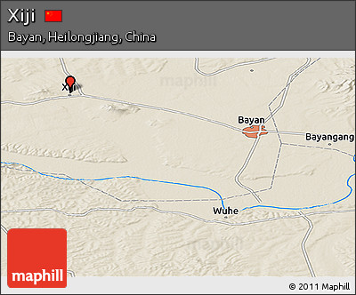 Shaded Relief Panoramic Map of Xiji