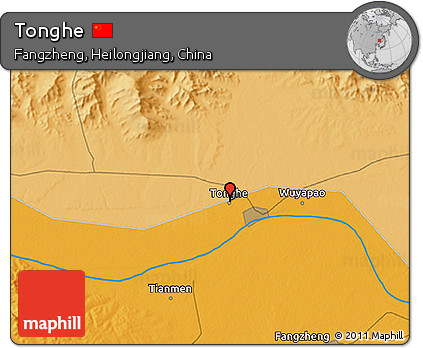 Political 3D Map of Tonghe