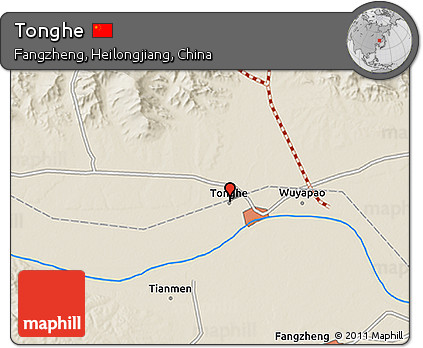 Shaded Relief 3D Map of Tonghe