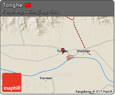 Shaded Relief 3D Map of Tonghe