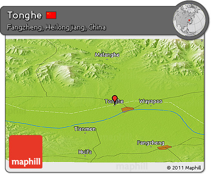 Physical Panoramic Map of Tonghe