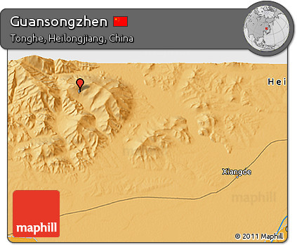 Political 3D Map of Guansongzhen