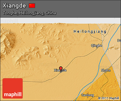Political 3D Map of Xiangde