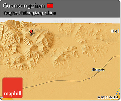 Political 3D Map of Guansongzhen