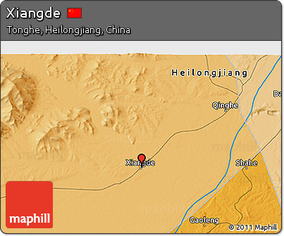 Political 3D Map of Xiangde