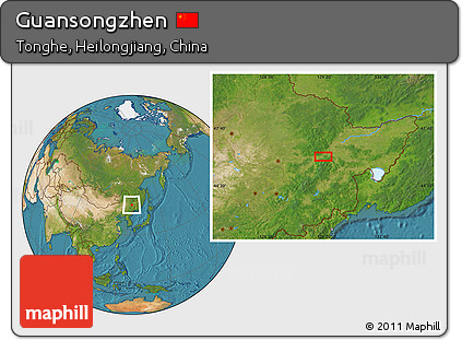 Satellite Location Map of Guansongzhen