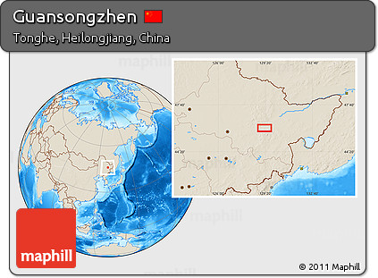 Shaded Relief Location Map of Guansongzhen