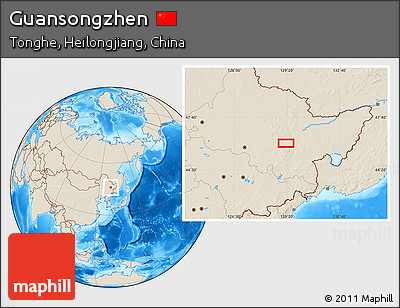 Shaded Relief Location Map of Guansongzhen