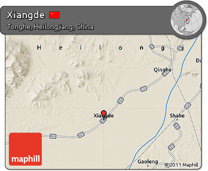 Shaded Relief Map of Xiangde