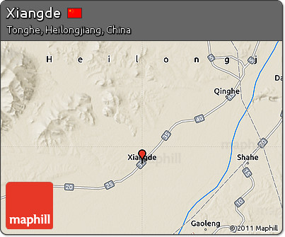 Shaded Relief Map of Xiangde