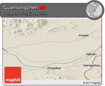 Shaded Relief Panoramic Map of Guansongzhen