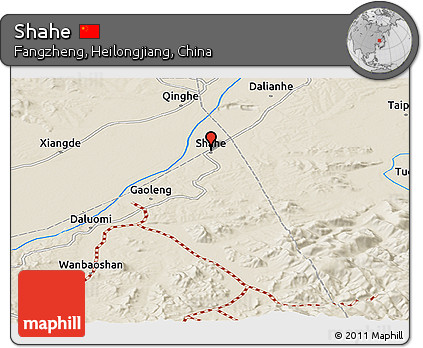 Shaded Relief Panoramic Map of Shahe