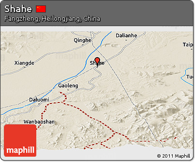 Shaded Relief Panoramic Map of Shahe