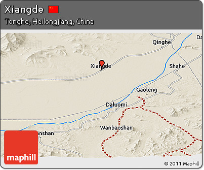 Shaded Relief Panoramic Map of Xiangde