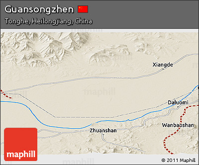 Shaded Relief Panoramic Map of Guansongzhen