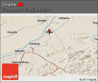 Shaded Relief Panoramic Map of Shahe