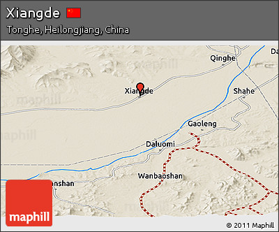 Shaded Relief Panoramic Map of Xiangde