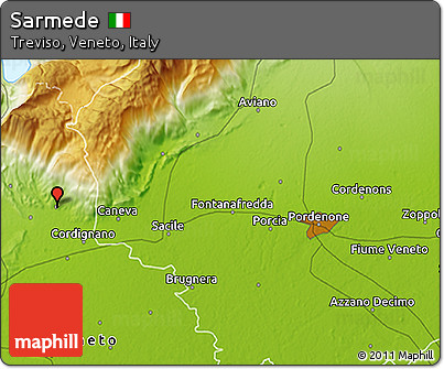 Physical 3D Map of Sarmede