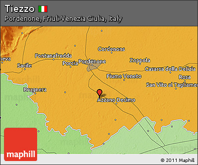 Political 3D Map of Tiezzo