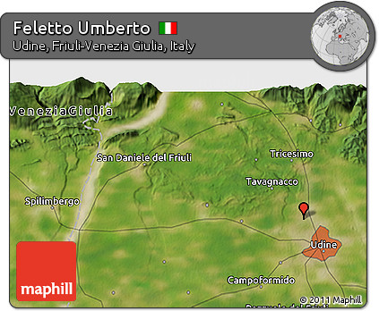 Satellite 3D Map of Feletto Umberto