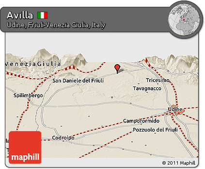 Shaded Relief Panoramic Map of Avilla
