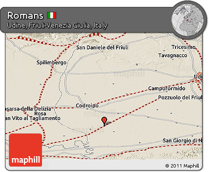 Shaded Relief Panoramic Map of Romans