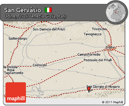 Shaded Relief Panoramic Map of San Gervásio