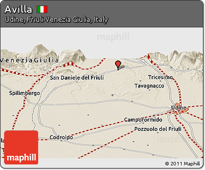 Shaded Relief Panoramic Map of Avilla