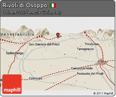 Shaded Relief Panoramic Map of Rivoli Di Osoppo