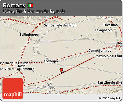Shaded Relief Panoramic Map of Romans