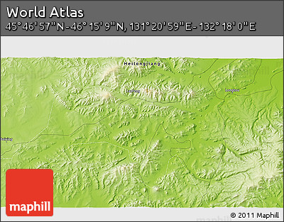 Physical 3D Map of the Area around 46° 1' 3" N, 131° 49' 29" E