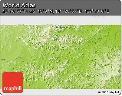 Physical 3D Map of the Area around 46° 1' 3" N, 131° 49' 29" E