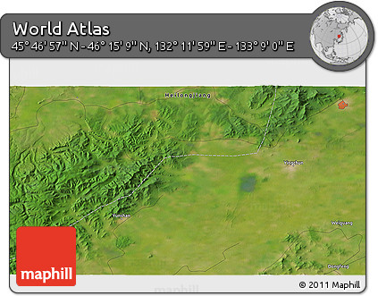 Satellite 3D Map of the Area around 46° 1' 3" N, 132° 40' 30" E