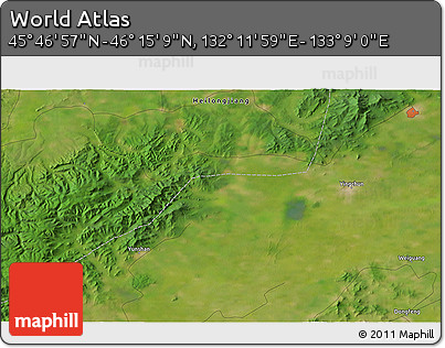 Satellite 3D Map of the Area around 46° 1' 3" N, 132° 40' 30" E