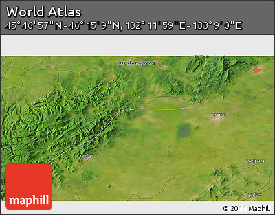 Satellite 3D Map of the Area around 46° 1' 3" N, 132° 40' 30" E