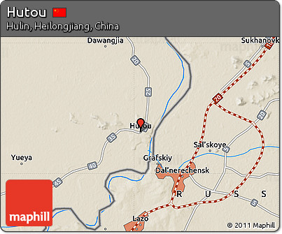 Shaded Relief Map of Hutou