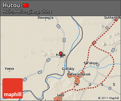 Shaded Relief Map of Hutou