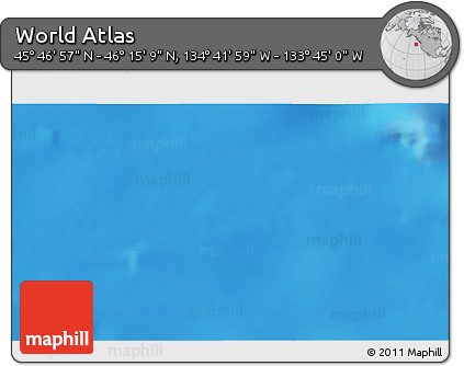 Physical 3D Map of the Area around 46° 1' 3" N, 134° 13' 29" W
