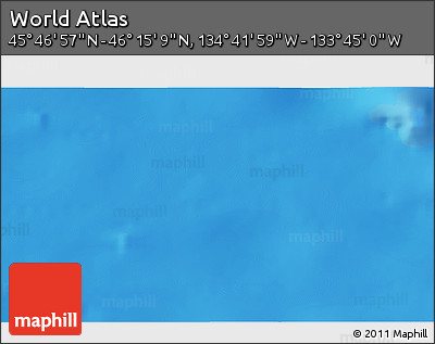 Physical 3D Map of the Area around 46° 1' 3" N, 134° 13' 29" W