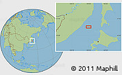 Savanna Style Location Map of the area around 46° 1' 3" N, 139° 28' 29" E