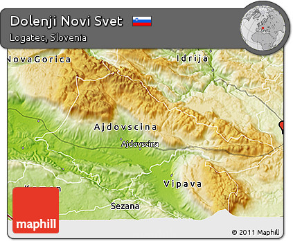 Physical 3D Map of Dolenji Novi Svet