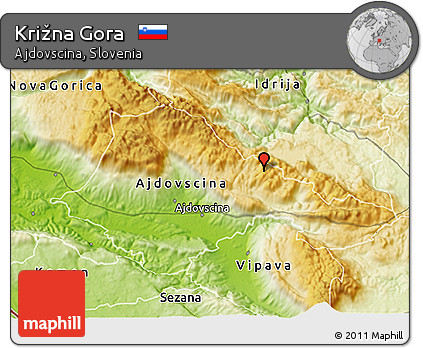 Physical 3D Map of Križna Gora