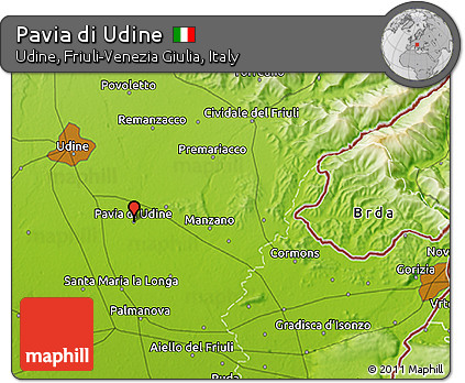 Physical 3D Map of Pavia Di Udine