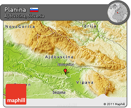 Physical 3D Map of Planina