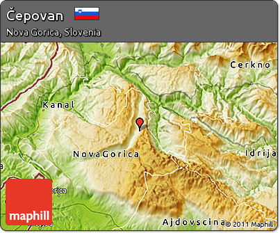 Physical 3D Map of Čepovan