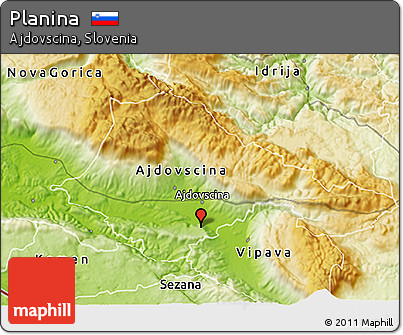 Physical 3D Map of Planina