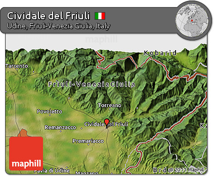Satellite 3D Map of Cividale Del Friuli